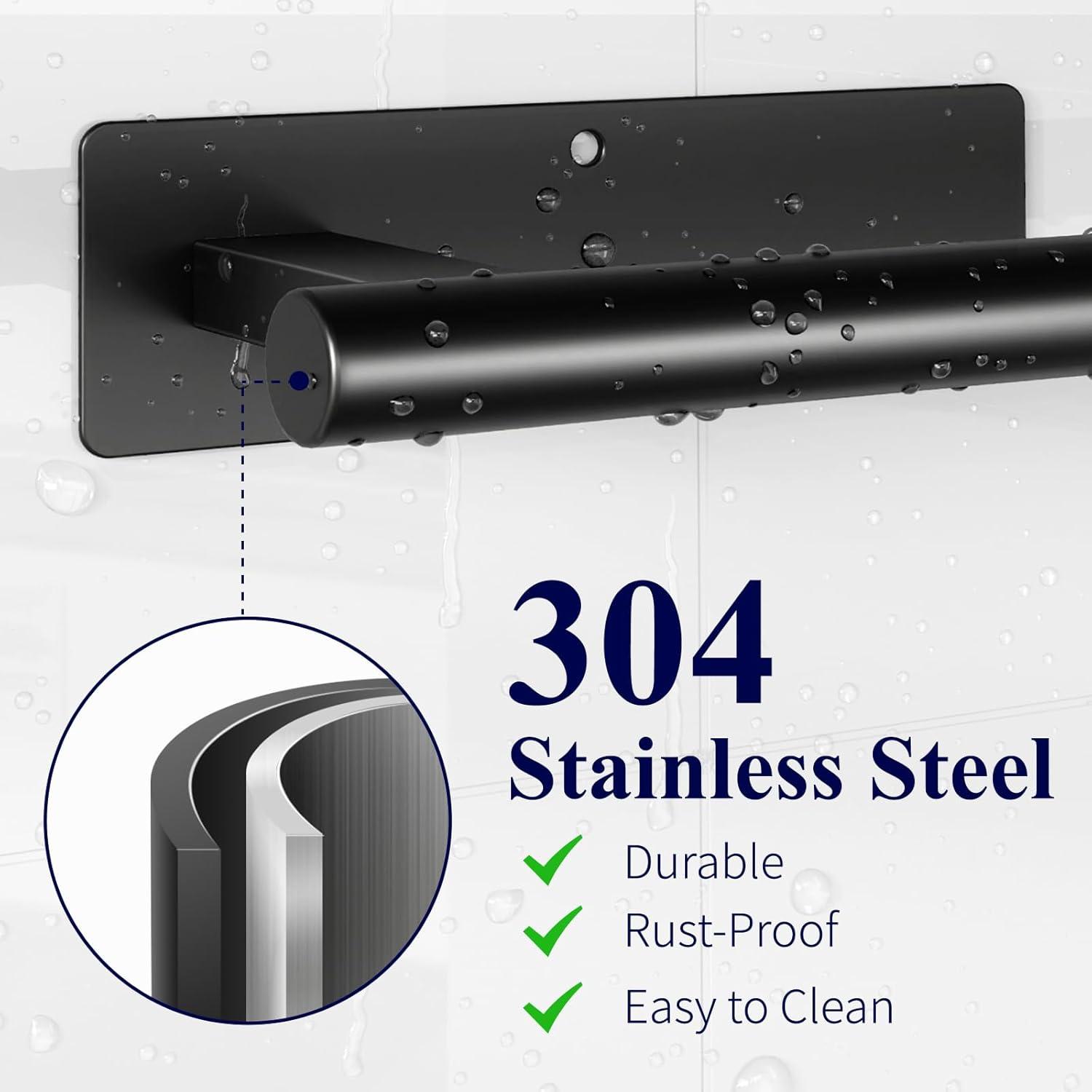 imageKitsure Paper Towel Holder Under Cabinet Sturdy 304 Stainless Steel Kitchen Paper Towel Holder Wall Mount Drilling or Self Adhesive Paper Towel Holder for Kitchen BathroomMatte Black