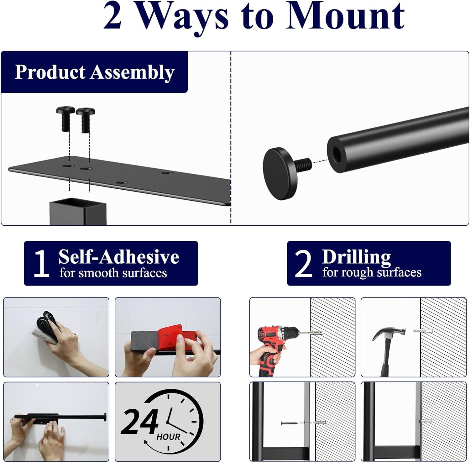 imageKitsure Paper Towel Holder Under Cabinet Sturdy 304 Stainless Steel Kitchen Paper Towel Holder Wall Mount Drilling or Self Adhesive Paper Towel Holder for Kitchen BathroomMatte Black
