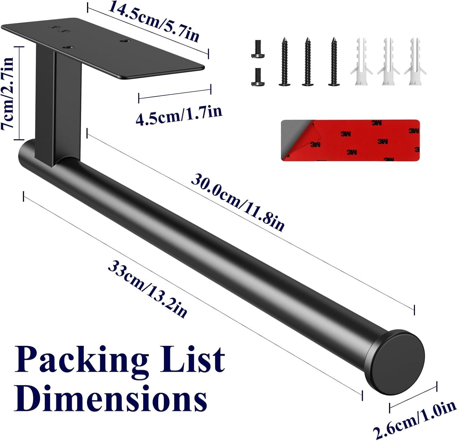 imageKitsure Paper Towel Holder Under Cabinet Sturdy 304 Stainless Steel Kitchen Paper Towel Holder Wall Mount Drilling or Self Adhesive Paper Towel Holder for Kitchen BathroomMatte Black