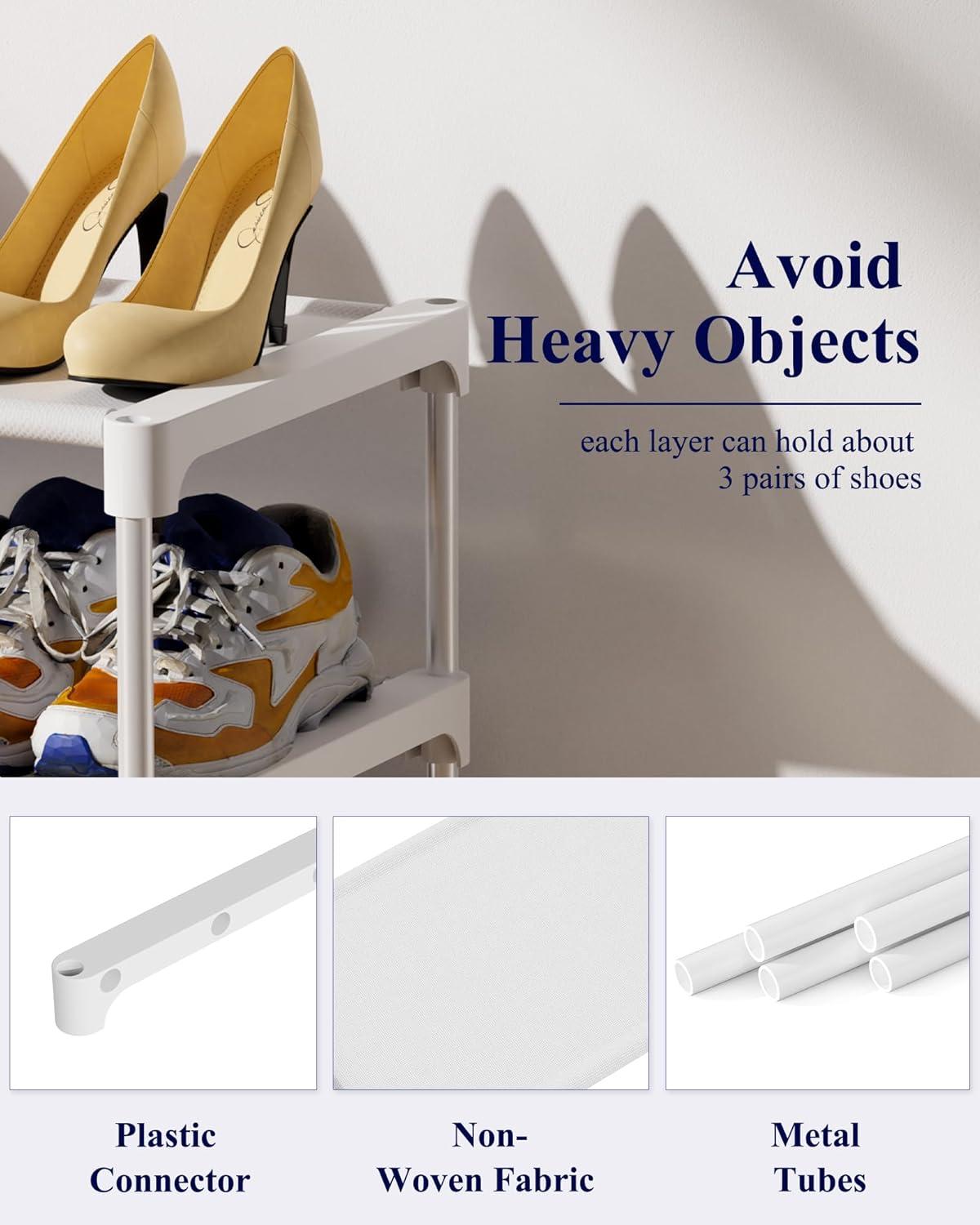 imageKitsure Shoe Rack NonWoven Shoe Rack Shelf Shoe Organizer for Closet Entryway Garage ampamp Corridor Stackable Shoe Shelves 275quot Wide 3 Tier BlackWhite