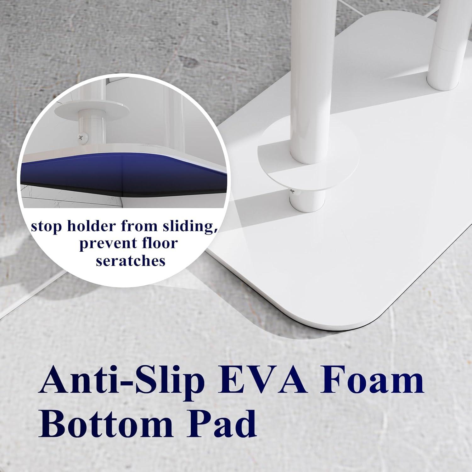 imageKitsure Toilet Paper Holder Free Standing Rustproof Metal Toilet Paper Stand for 4 Rolls with AntiSlip Base and Shelf for Phone ampamp Small Items Bathroom Organizers and Storage Medium BlackWhite