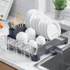 imageKitsure Dish Drying Rack  SpaceSaving Dish Racks for Kitchen Counter Dish Drainer Stainless Steel Dish Drying Rack with Removable Cutlery Holder ampamp Cup Holder 126quotx176quotx45quot