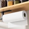 imageKitsure Paper Towel Holder Under Cabinet  Sturdy 304 Stainless Steel Kitchen Paper Towel Holder Wall Mount Drilling or Self Adhesive Paper Towel Holder for Kitchen BathroomMatte Black