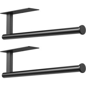 Kitsure Matte Black 304 Stainless Steel Under Cabinet Wall Mount Paper Towel Holder, 2 Pack