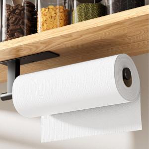 Kitsure Paper Towel Holder Under Cabinet – Sturdy 304 Stainless Steel Kitchen Paper Towel Holder Wall Mount, Drilling or Self Adhesive Paper Towel Holder for Kitchen, Bathroom,Matte Black