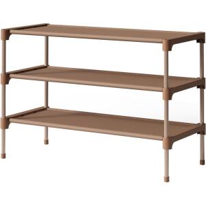 Kitsure Shoe Rack – Non-Woven Shoe Rack Shelf, Shoe Organizer for Closet, Entryway, Garage & Corridor, Stackable Shoe Shelves, 27.5″ Wide – 3 Tier, Black(Brown)