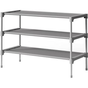 Kitsure Shoe Rack – Non-Woven Shoe Rack Shelf, Shoe Organizer for Closet, Entryway, Garage & Corridor, Stackable Shoe Shelves, 27.5″ Wide – 3 Tier, Black(Grey)