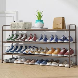 Kitsure Shoe Rack for Entryway – Sturdy & Durable Long Stackable Shoe Organizer for Closet, 3-Tier Space-Saving Metal Shoe Shelf for up to 24 Pairs, for Garage & Corridor, Brown