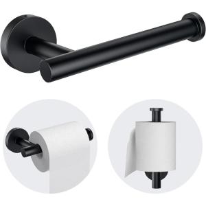 Kitsure Toilet Paper Holder Wall Mount – Sturdy Round Matte Black Toilet Paper Holder for Mega Roll, Premium 304 Stainless Steel Toilet Paper Roll Holder for Bathroom, Washroom, Black(Black)